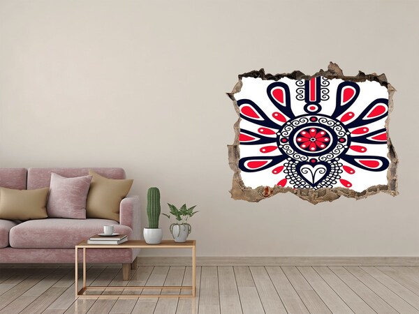 Dziura 3d fototapeta na ścianę Kolorowy wzór etniczny w dziurze w ścianie