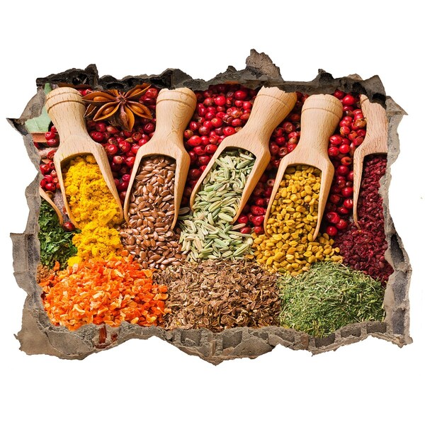 Zelfklevende 3D wandsticker illusie Een keuken vol kruiden