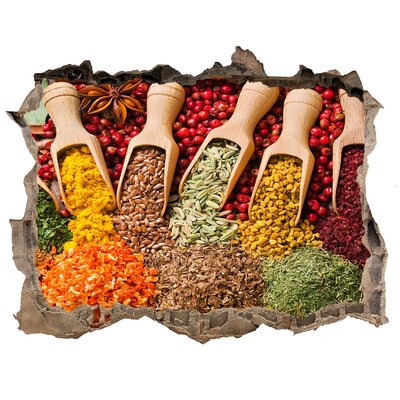 Zelfklevende 3D wandsticker illusie Een keuken vol kruiden
