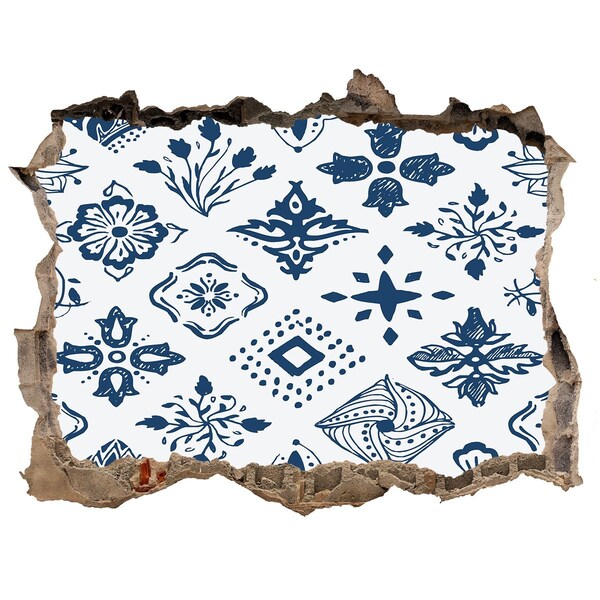 Zelfklevende muursticker 3D gat Bloemenpatronen op de muur