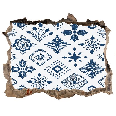 Zelfklevende muursticker 3D gat Bloemenpatronen op de muur