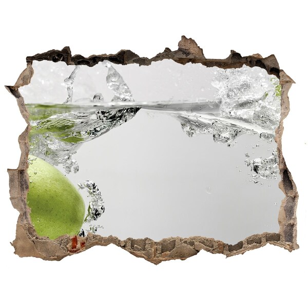 Zelfklevende 3D wandsticker illusie De verzonken appel