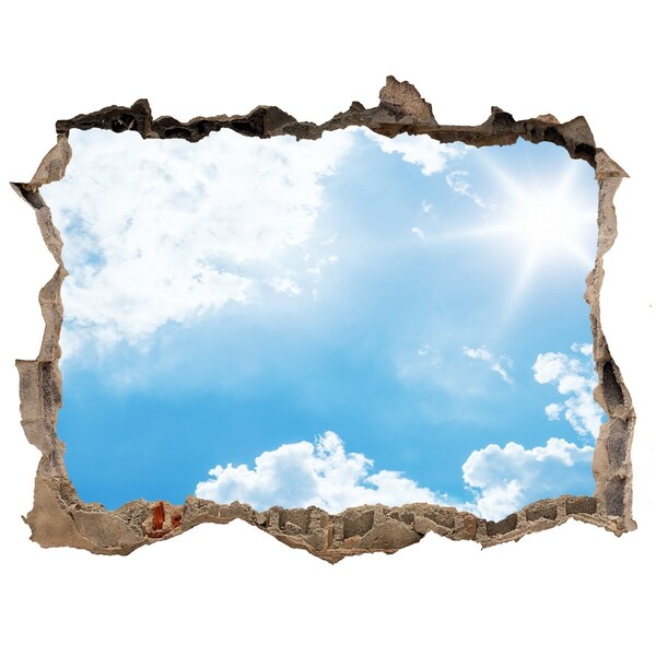 Wandsticker 3D doorkijk Blauwe lucht met wolken