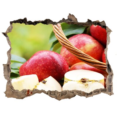 Wandsticker 3D doorkijk Zoete appels in een mand