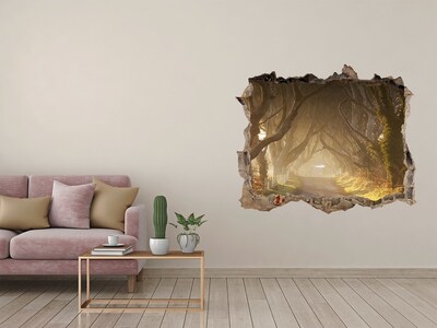 Zelfklevende muursticker 3D gat Een pad tussen de bomen