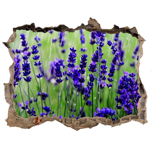 Zelfklevende 3D wandsticker illusie Lavendelbloemenweide