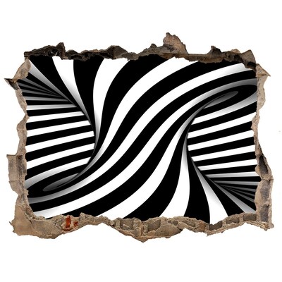 Wandsticker 3D gat met uitzicht Optische illusie in zwart-wit