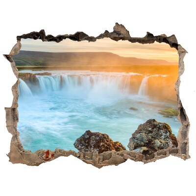 naklejka fototapeta 3D widok beton Wodospad w zachodzącym słońcu