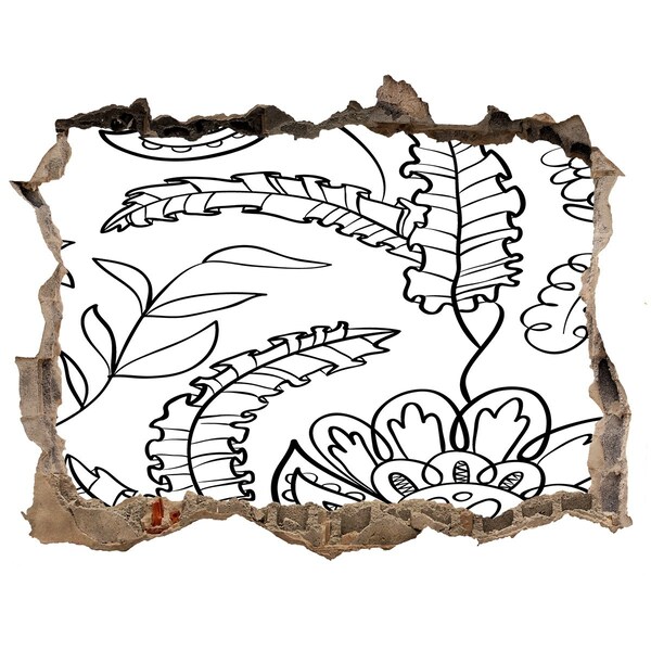 Zelfklevende 3D wandsticker illusie Tropische vegetatie in een gat in de muur