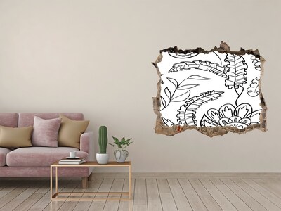 Zelfklevende 3D wandsticker illusie Tropische vegetatie in een gat in de muur