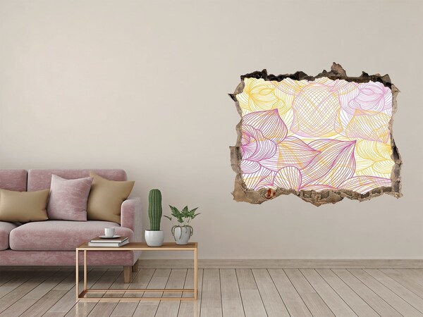 Wandsticker 3D doorkijk Gat in de muur Bloemenpatroon