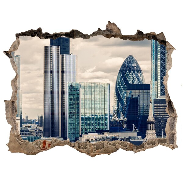 Zelfklevende 3D wandsticker illusie Uitzicht op de moderne stad