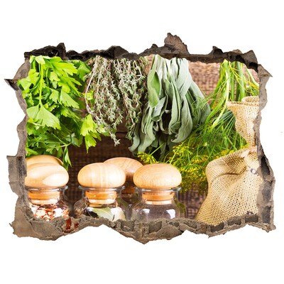 Zelfklevende 3D wandsticker illusie Kruidenhoekje in de keuken