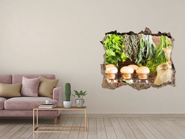 Zelfklevende 3D wandsticker illusie Kruidenhoekje in de keuken