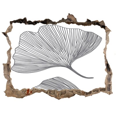 Naklejka 3D dziura na ścianę beton Liście w betonie