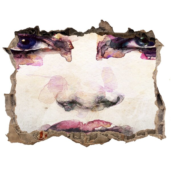 Zelfklevende muursticker 3D gat Het gezicht in de verwoeste muur