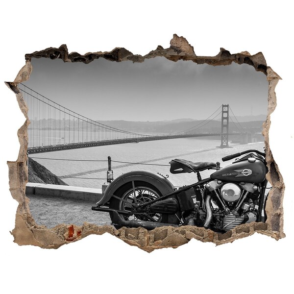 Foto zdjęcie dziura na ścianę Motocykl przy moście Golden Gate