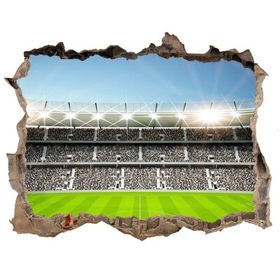 Zelfklevende muursticker 3D gat Het voetbalstadion in actie.