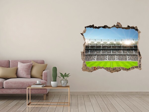 Zelfklevende muursticker 3D gat Het voetbalstadion in actie.