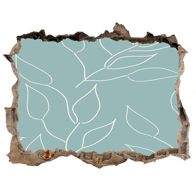 Wandsticker 3D doorkijk Groene muur met een plantenpatroon