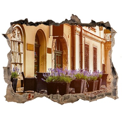 Zelfklevende muursticker 3D gat Een charmant hoekje met lavendel