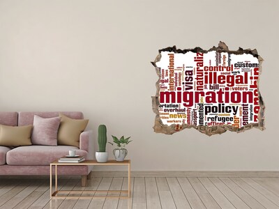 Wandsticker 3D gat met uitzicht Migratiebeleid