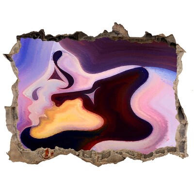 Zelfklevende muursticker 3D gat Sensuele gezichten van de liefde