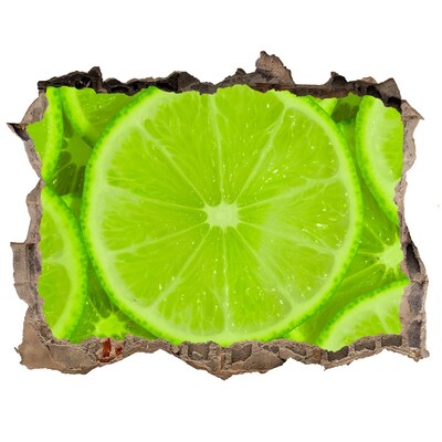 Zelfklevende muursticker 3D gat Juicy Lime in a Hole in the Wall