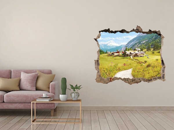 naklejka fototapeta 3D Alpejska wioska wśród gór