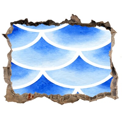 Zelfklevende muursticker 3D gat Watergolven in een gat in de muur