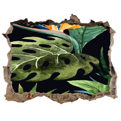 Naklejka 3D dziura na ścianę Tropikalna dżungla za ścianą