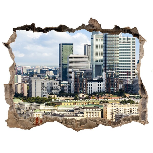 Fototapeta dziura na ścianę 3d Widok na nowoczesne miasto