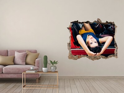 Fotoobraz dziura na ścianę Kobieta w klasycznym samochodzie