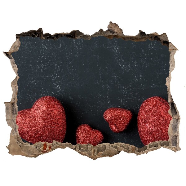 Wandsticker 3D gat met uitzicht Een hart in puin