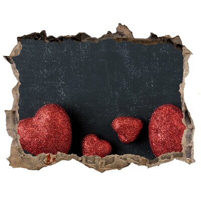 Wandsticker 3D gat met uitzicht Een hart in puin