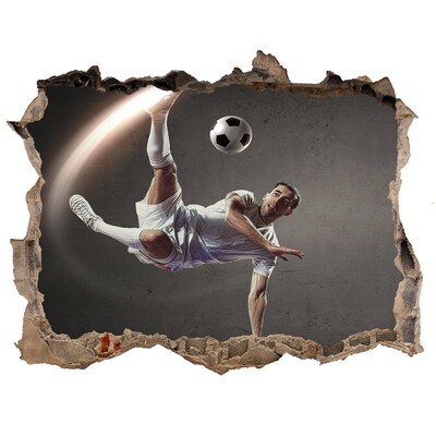 Zelfklevende 3D wandsticker illusie Voetbalsprong in actie