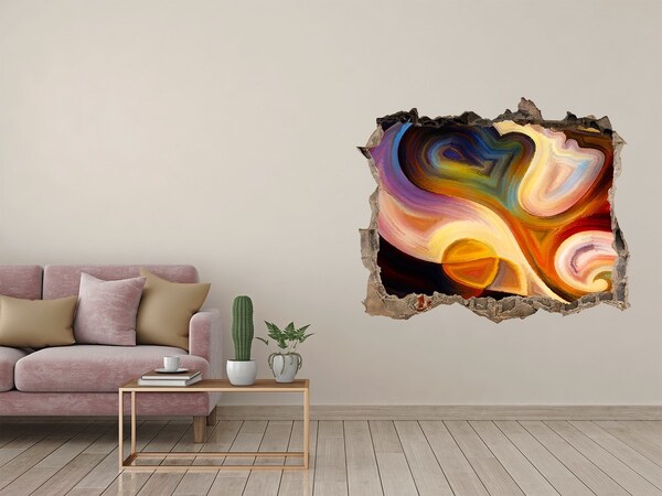 Wandsticker 3D doorkijk Kleurrijk abstract landschap