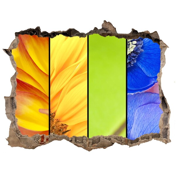 Wandsticker 3D doorkijk De bloemenwereld achter de muur