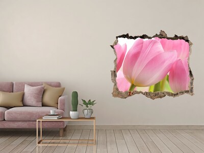 Wandsticker 3D gat met uitzicht Een bloemendroom achter de muur