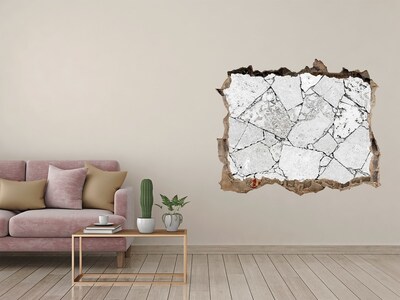Wandsticker 3D gat met uitzicht Een beschadigde muur met scheuren.
