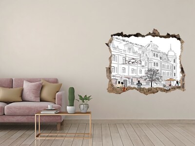 Dziura 3d fototapeta na ścianę Kawiarnia w europejskim stylu