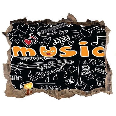 Fotoobraz dziura na ścianę Muzyczny świat za ścianą