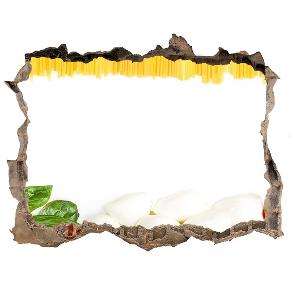 Wandsticker 3D doorkijk Een Italiaans feestmaal in een klein, onopvallend restaurantje.