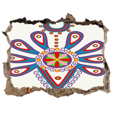 Zelfklevende muursticker 3D gat Een kleurrijk patroon tegen de achtergrond van een beschadigde muur.