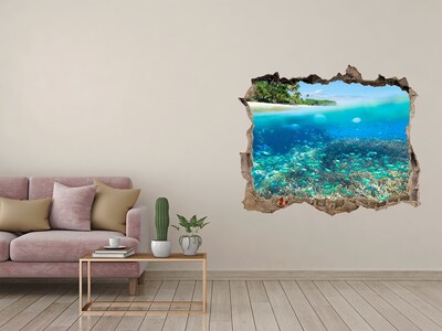 Zelfklevende 3D wandsticker illusie Onderwaterparadijs