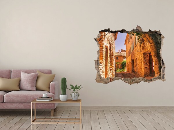 Zelfklevende 3D wandsticker illusie De charme van een middeleeuwse straat