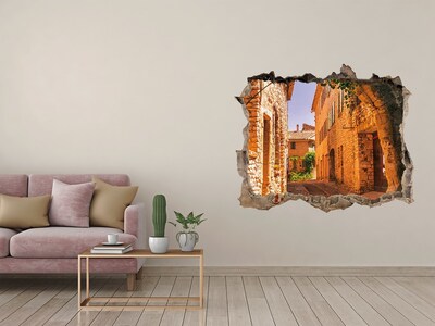 Zelfklevende 3D wandsticker illusie De charme van een middeleeuwse straat