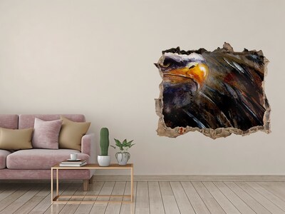 Wandsticker 3D doorkijk Adelaar in een verwoeste muur