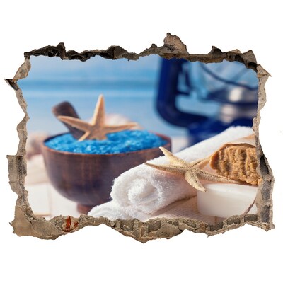 Zelfklevende muursticker 3D gat Ontspan in de spa aan zee.