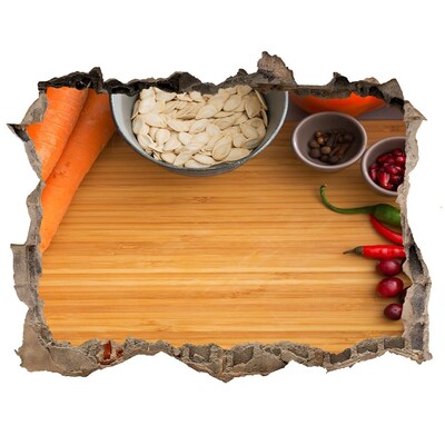 Wandsticker 3D doorkijk Uitzicht op de keuken vanachter de muur.